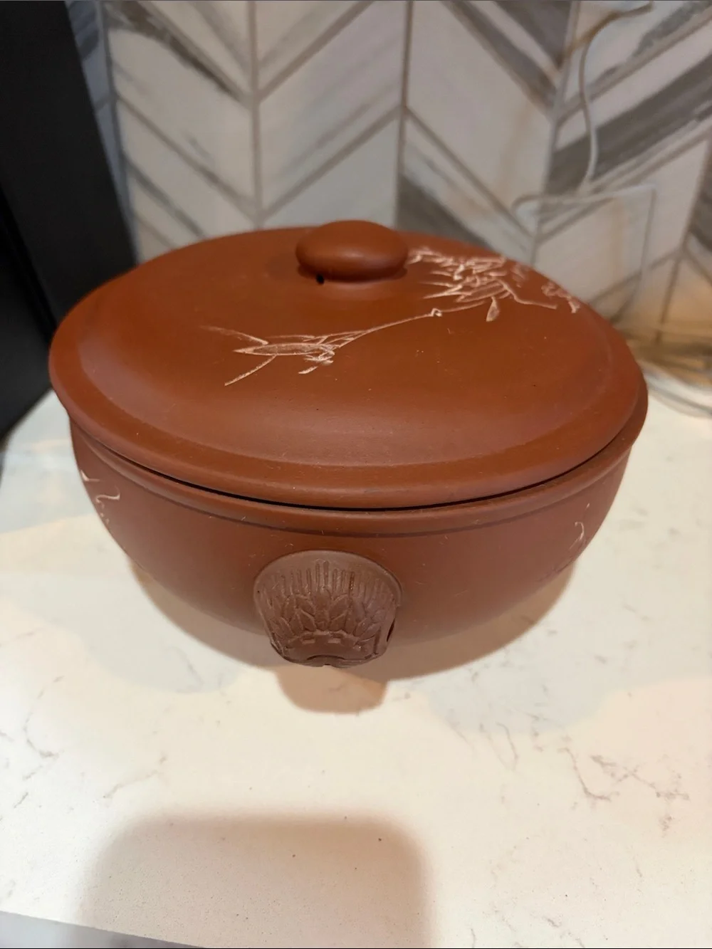 Vintage Japanese 8.5” Red Clay Ceramic Pottery Rice Cooker/ Steamer